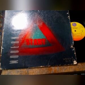 Modern English Art Vinyl Record with Red and Black Design